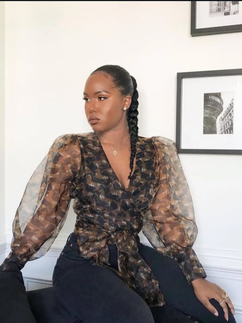 Zara printed Organza Wrap Blouse Western Horse Small